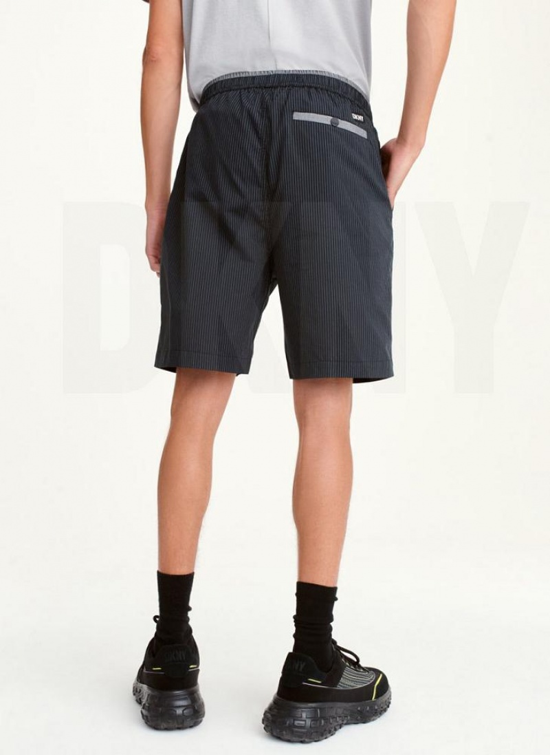 Dark Grey Men's DKNY Mixed Stripe Shorts | Australia-D0812