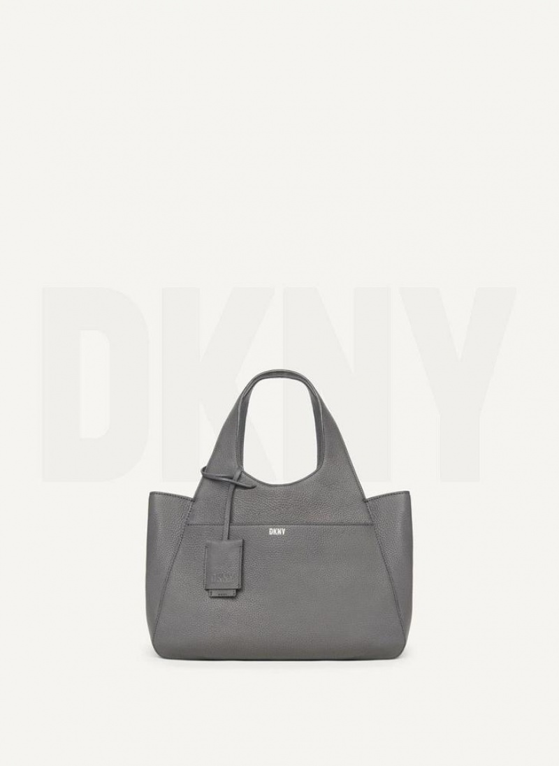 Dark Grey Women's DKNY The Medium Effortless Tote Bags | Australia-D0197