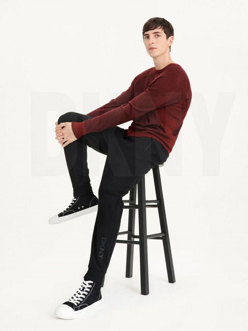 Dark Red Men's DKNY Birdseye Raglan Sleeve Sweaters | Australia-D0729