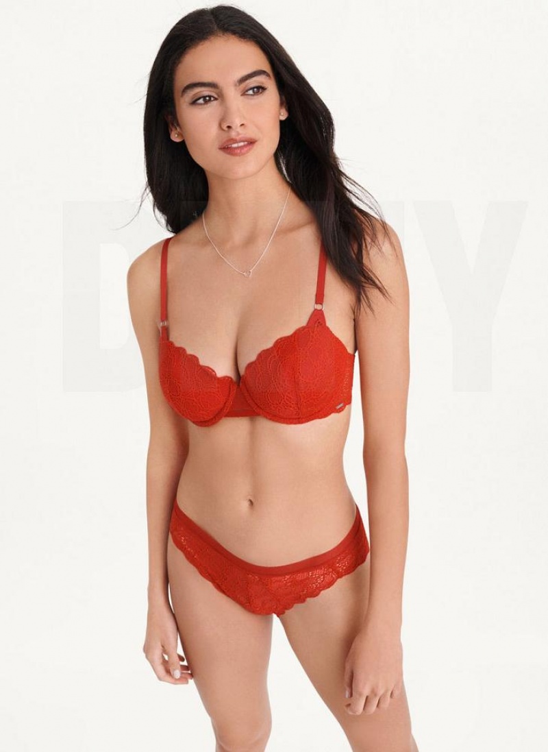 Dark Red Women's DKNY Superior Lace Balconette Bras | Australia-D0939