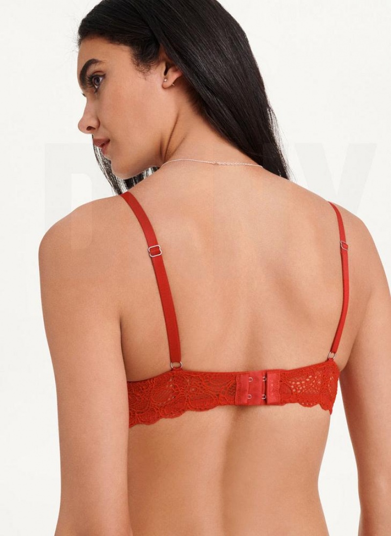 Dark Red Women's DKNY Superior Lace Balconette Bras | Australia-D0939