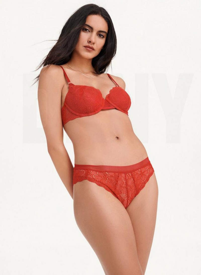 Dark Red Women's DKNY Superior Lace Brazilian Bikini Panties | Australia-D0621