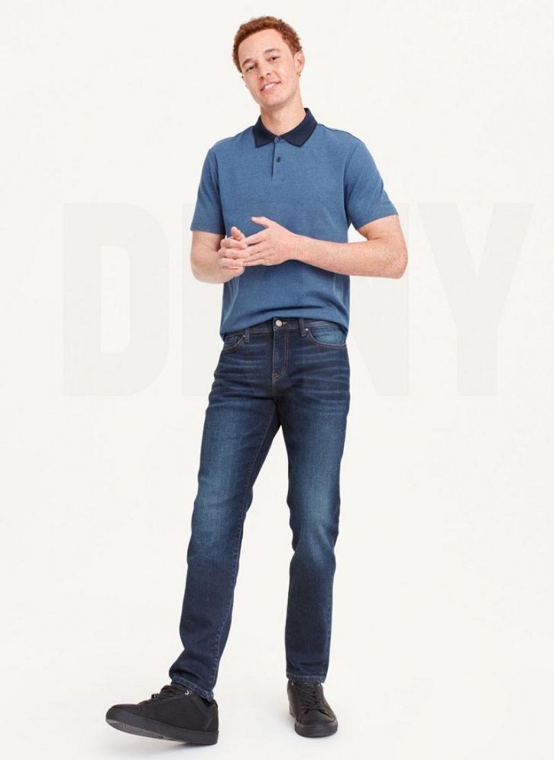 Dark Wash Men's DKNY Slim Straight Dark Wash Denim Jeans | Australia-D0916