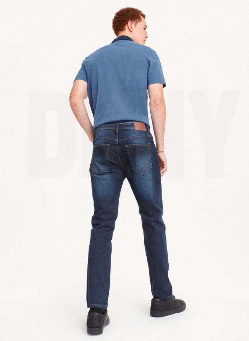 Dark Wash Men's DKNY Slim Straight Dark Wash Denim Jeans | Australia-D0916