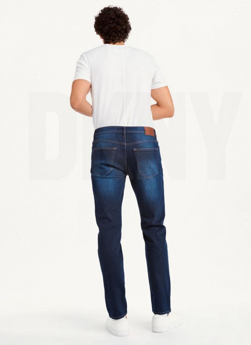 Dark Wash Men's DKNY Slim Straight Dark Wash Denim Jeans | Australia-D0916