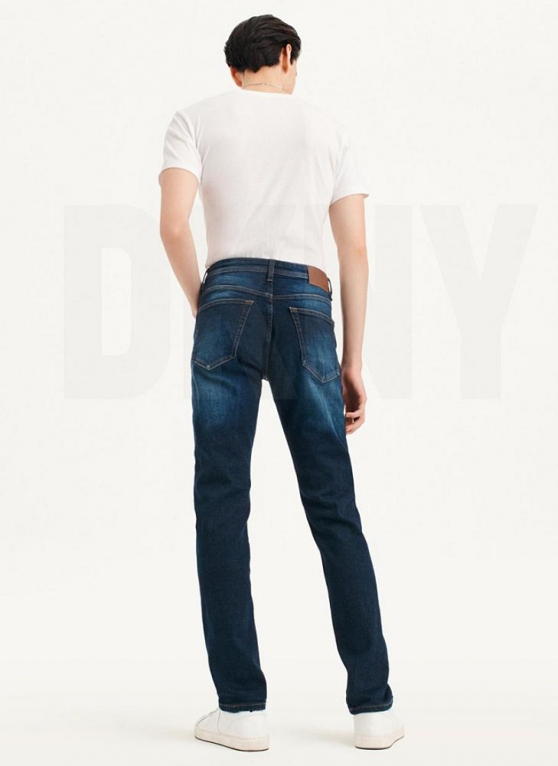 Dark Wash Men's DKNY Slim Straight Dark Wash Denim Jeans | Australia-D0916