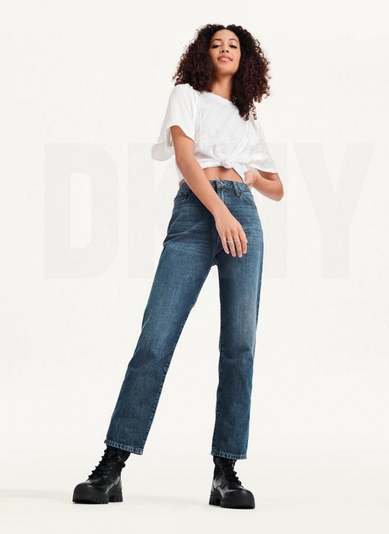 Dark Wash Women's DKNY Broome High Rise Vintage - Full Length Jeans | Australia-D1792