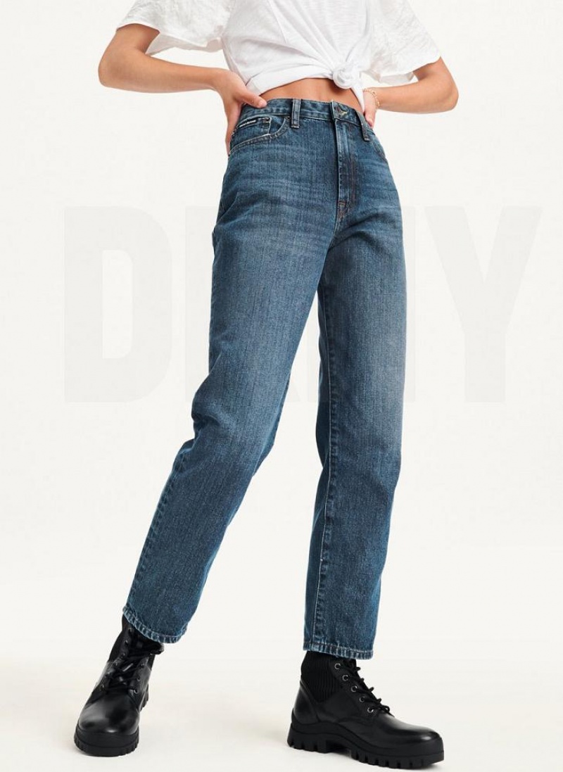 Dark Wash Women's DKNY Broome High Rise Vintage - Full Length Jeans | Australia-D1792