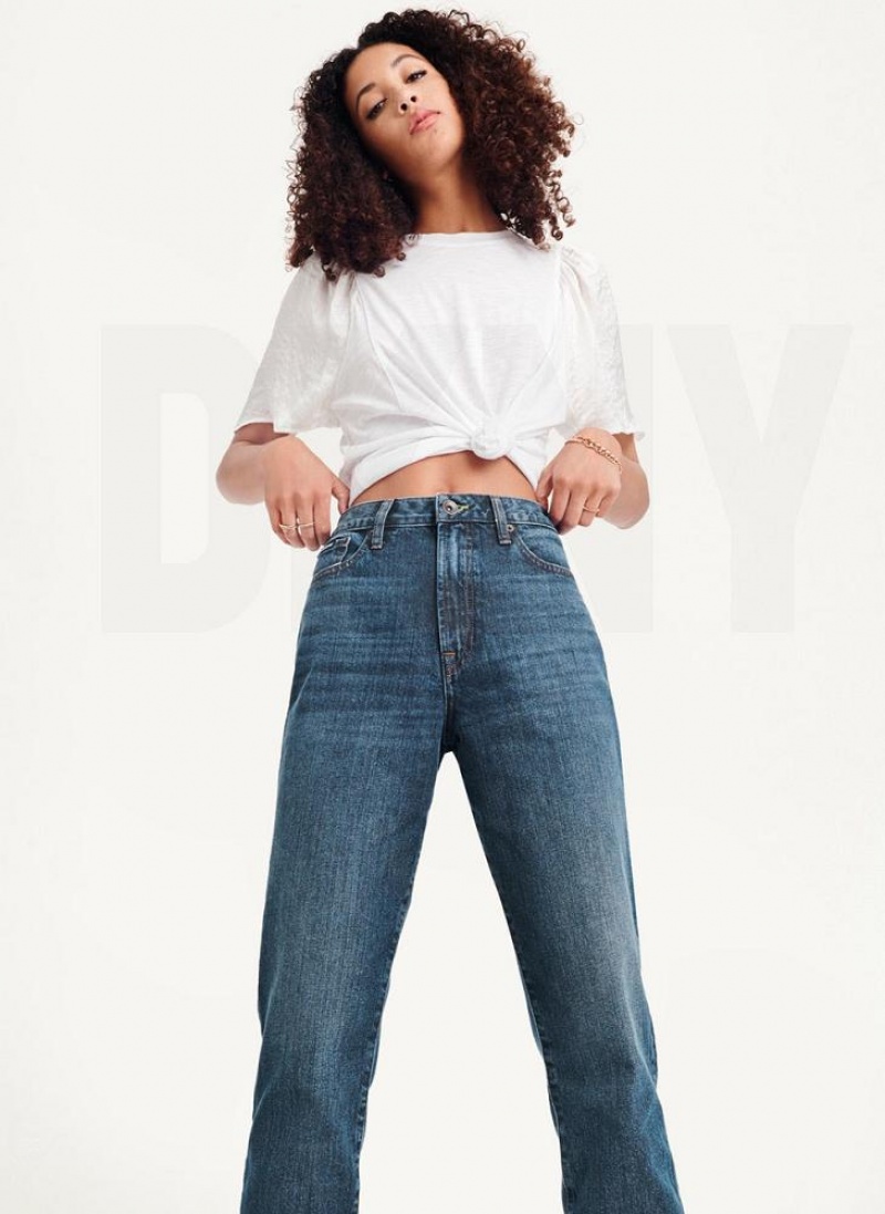 Dark Wash Women's DKNY Broome High Rise Vintage - Full Length Jeans | Australia-D1792