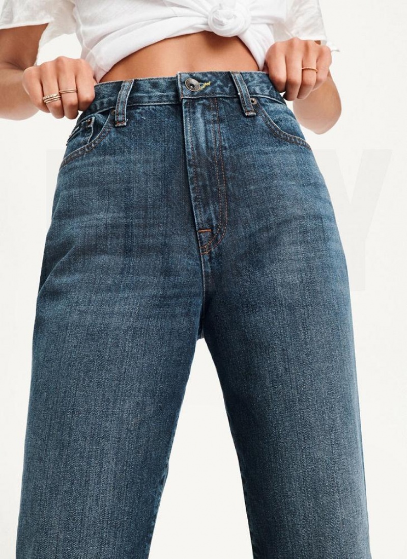Dark Wash Women's DKNY Broome High Rise Vintage - Full Length Jeans | Australia-D1792