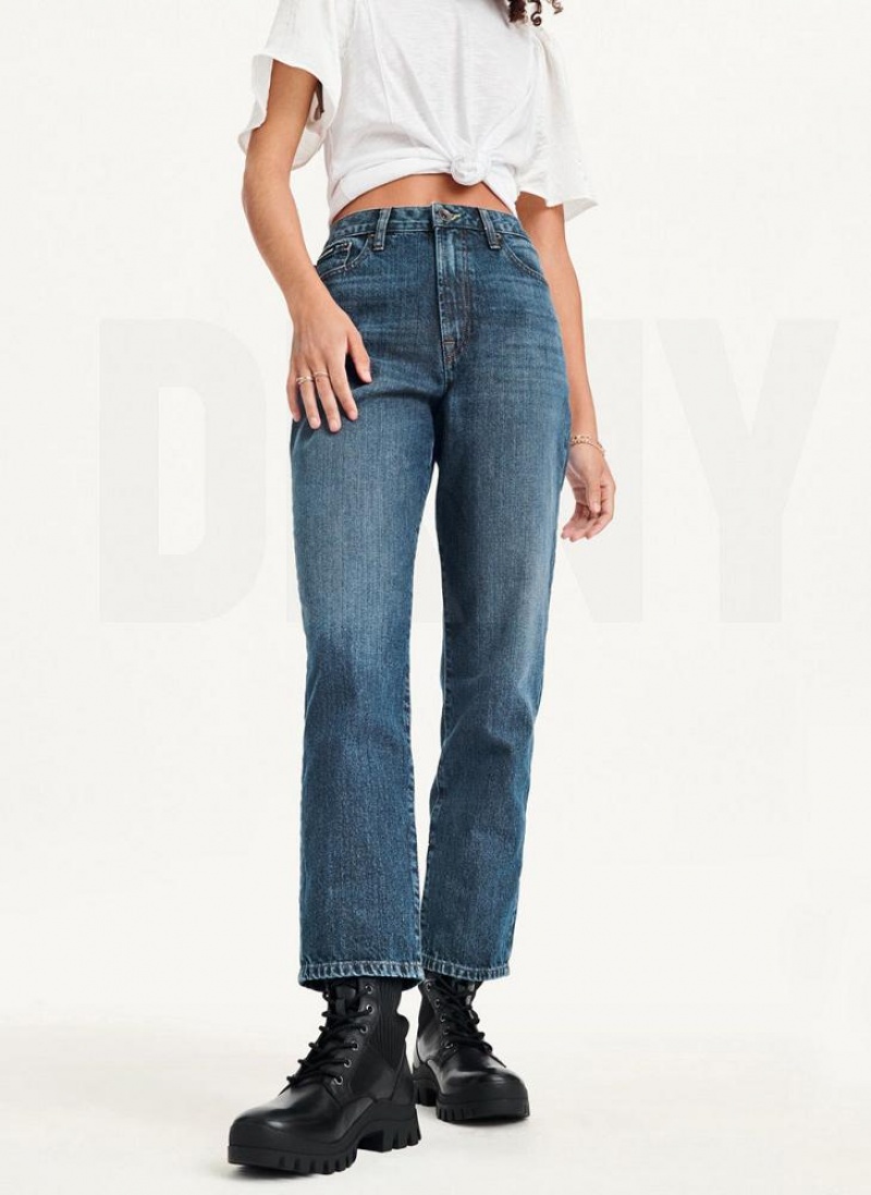 Dark Wash Women\'s DKNY Broome High Rise Vintage - Full Length Jeans | Australia-D1792