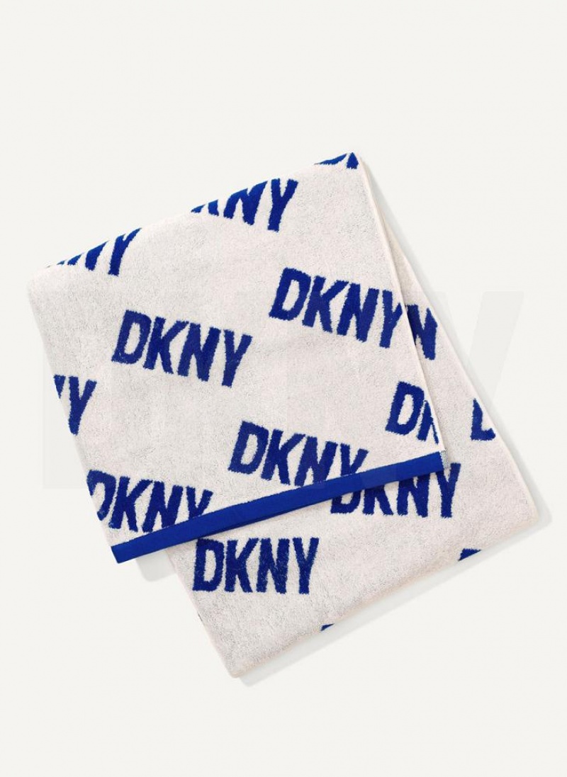 Deep Blue Men's DKNY Allover Logo Towel Scarf | Australia-D1607