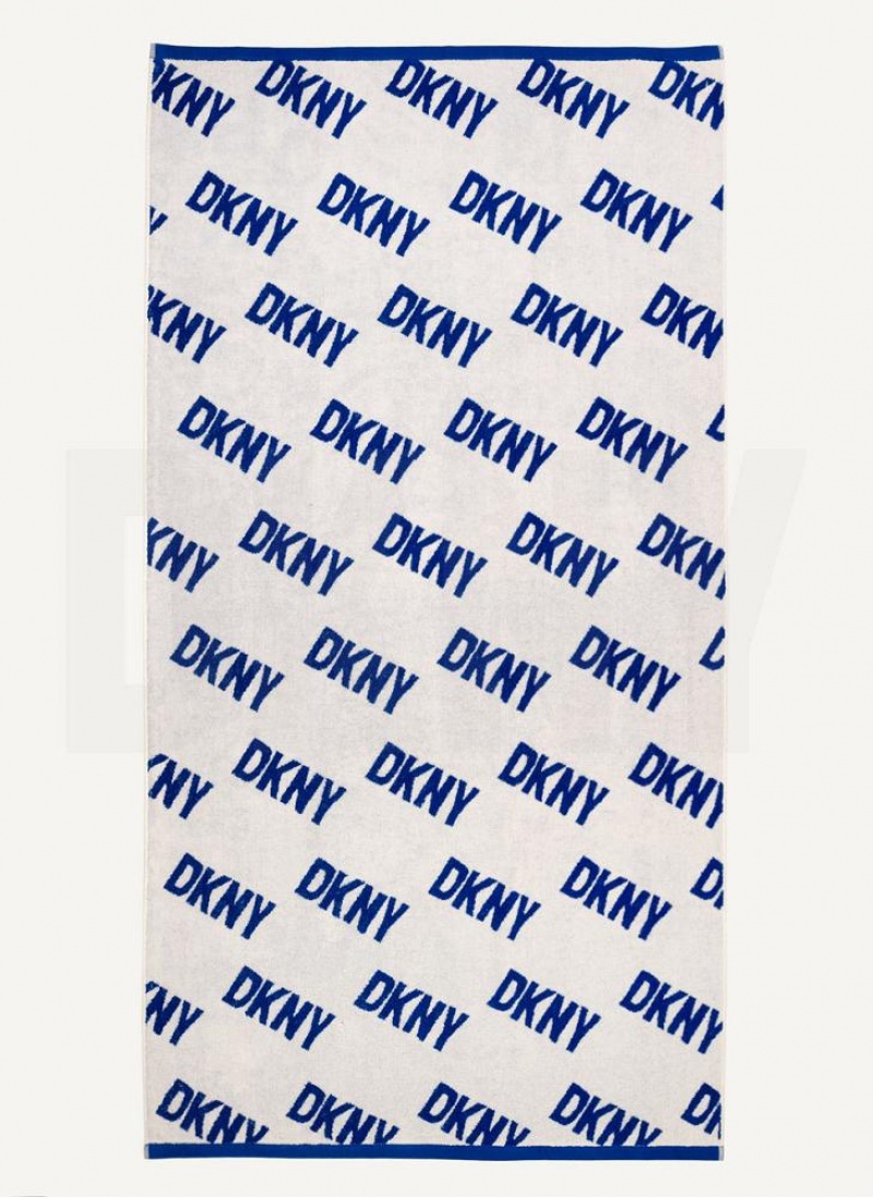 Deep Blue Men\'s DKNY Allover Logo Towel Scarf | Australia-D1607