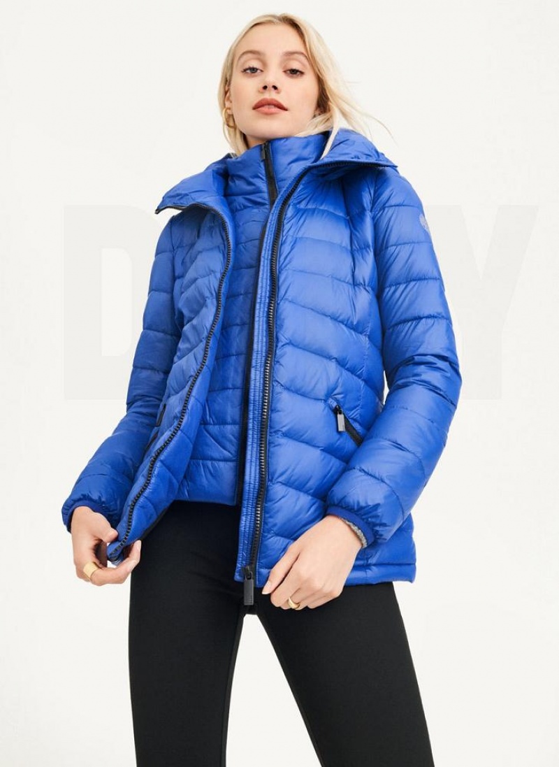 Deep Blue Women's DKNY Packable Puffer Jacket | Australia-D1804
