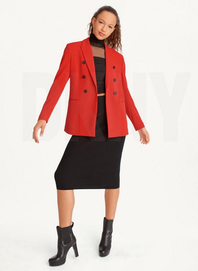Deep Red Women's DKNY Double Breasted Blazers | Australia-D0124