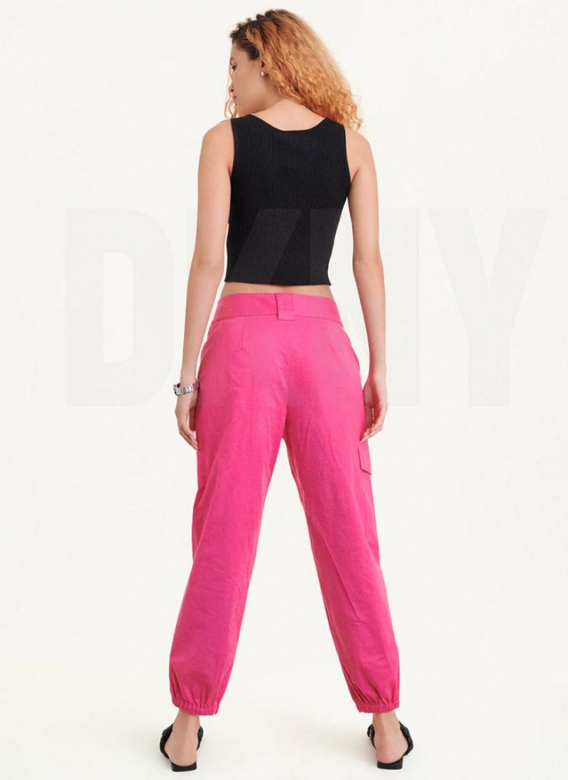 Fuchsia Women's DKNY Linen Pants | Australia-D0250