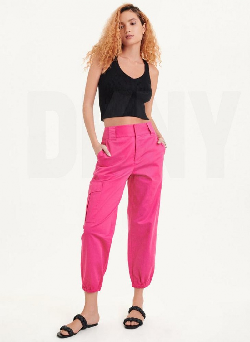 Fuchsia Women's DKNY Linen Pants | Australia-D0250