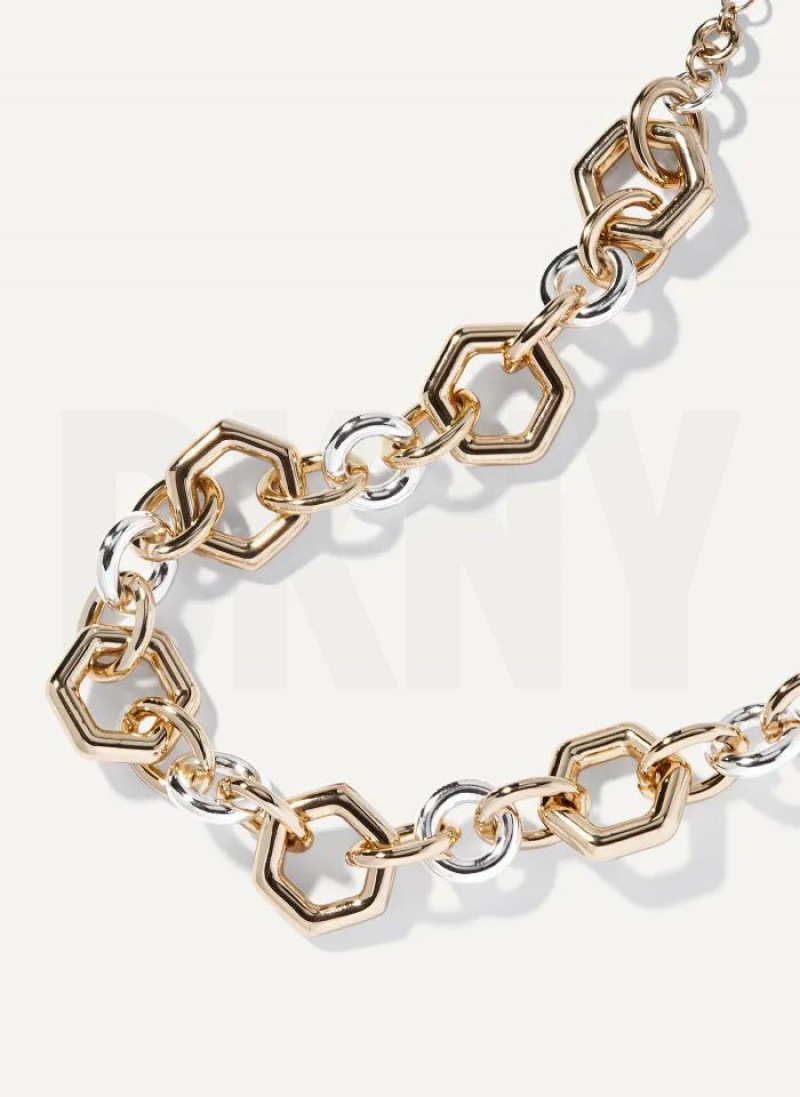 Gold Women's DKNY Chunky Chain Necklace | Australia-D0149