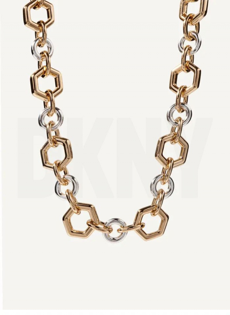 Gold Women\'s DKNY Chunky Chain Necklace | Australia-D0149