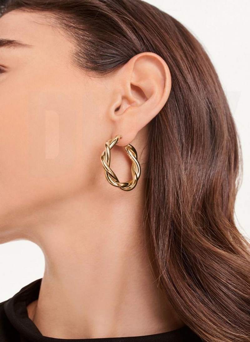 Gold Women's DKNY Chunky Twist Hoop Earrings | Australia-D0914