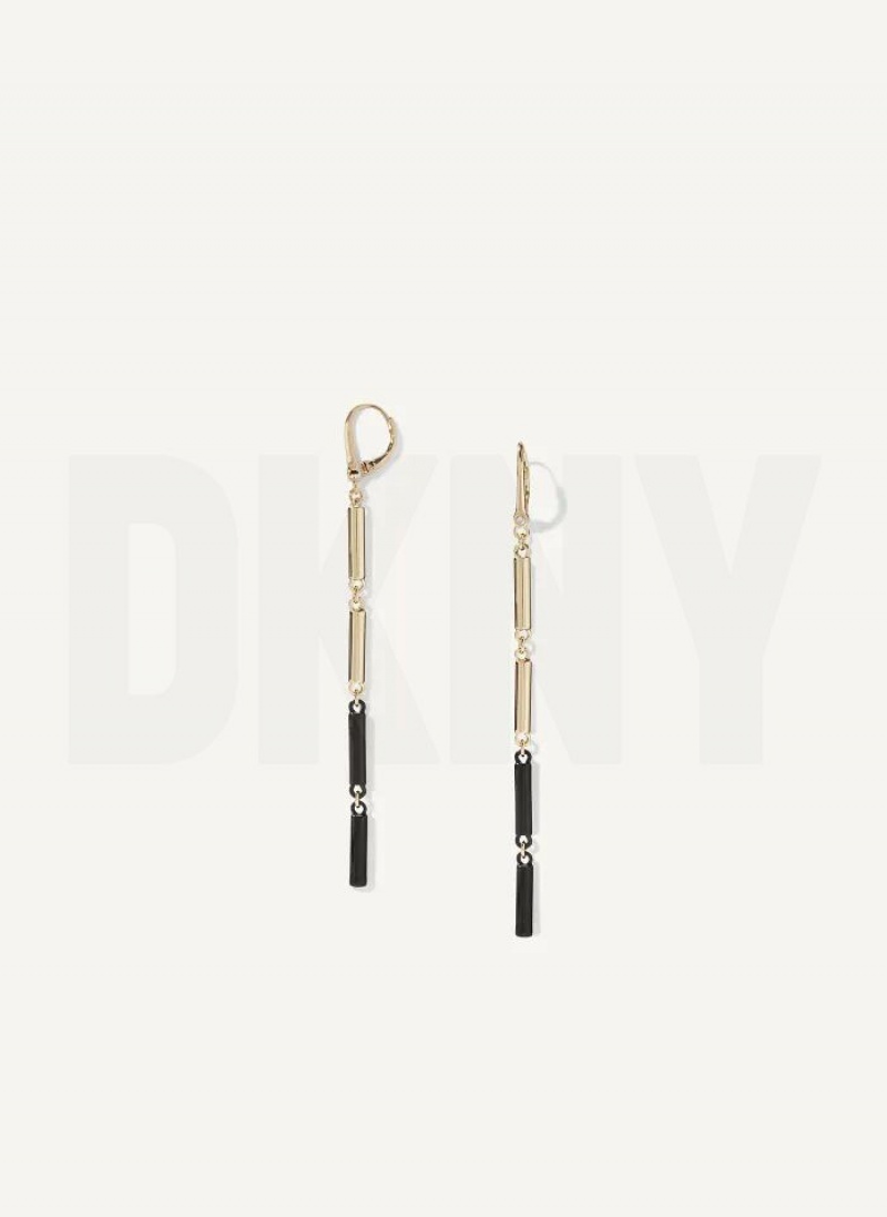 Gold Women's DKNY Dangly Two Tone Earrings | Australia-D0499