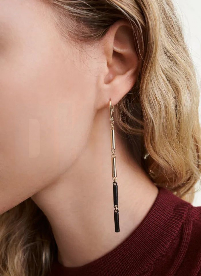 Gold Women's DKNY Dangly Two Tone Earrings | Australia-D0499