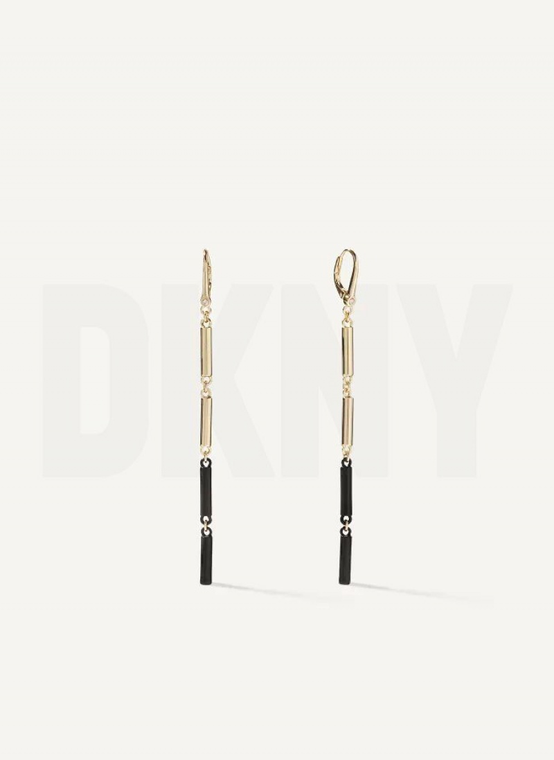 Gold Women\'s DKNY Dangly Two Tone Earrings | Australia-D0499