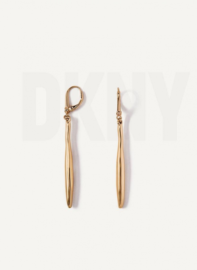 Gold Women's DKNY Linear Drop Earrings | Australia-D1655