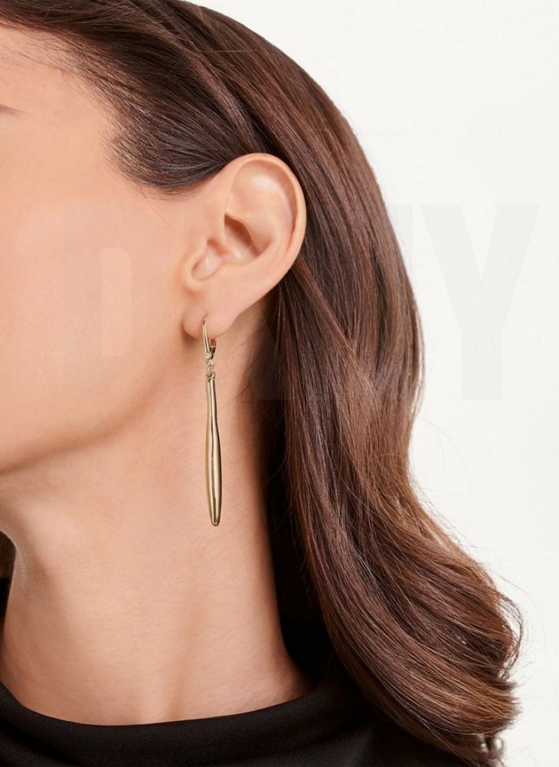 Gold Women's DKNY Linear Drop Earrings | Australia-D1655