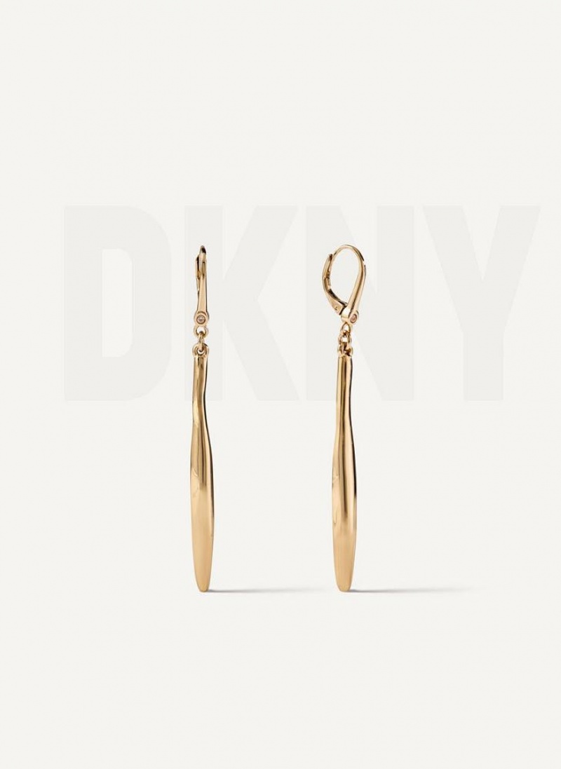Gold Women\'s DKNY Linear Drop Earrings | Australia-D1655