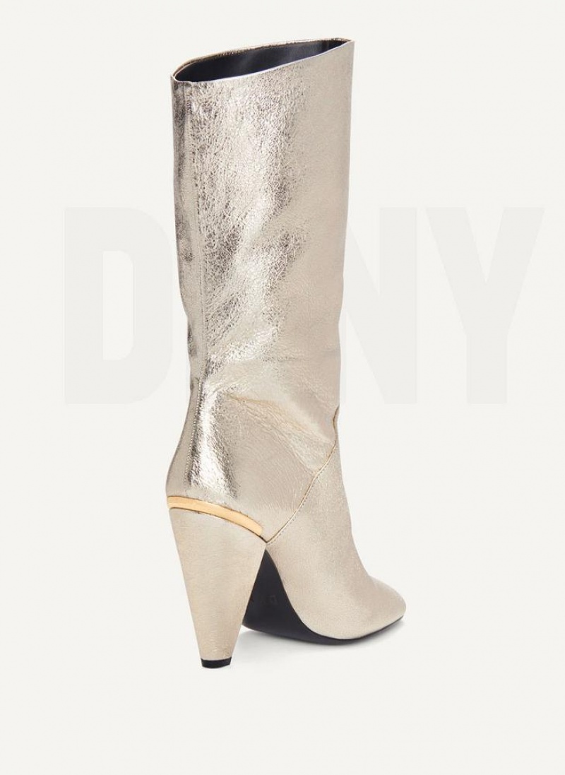 Gold Women's DKNY Mid Slouchy Boots | Australia-D0811