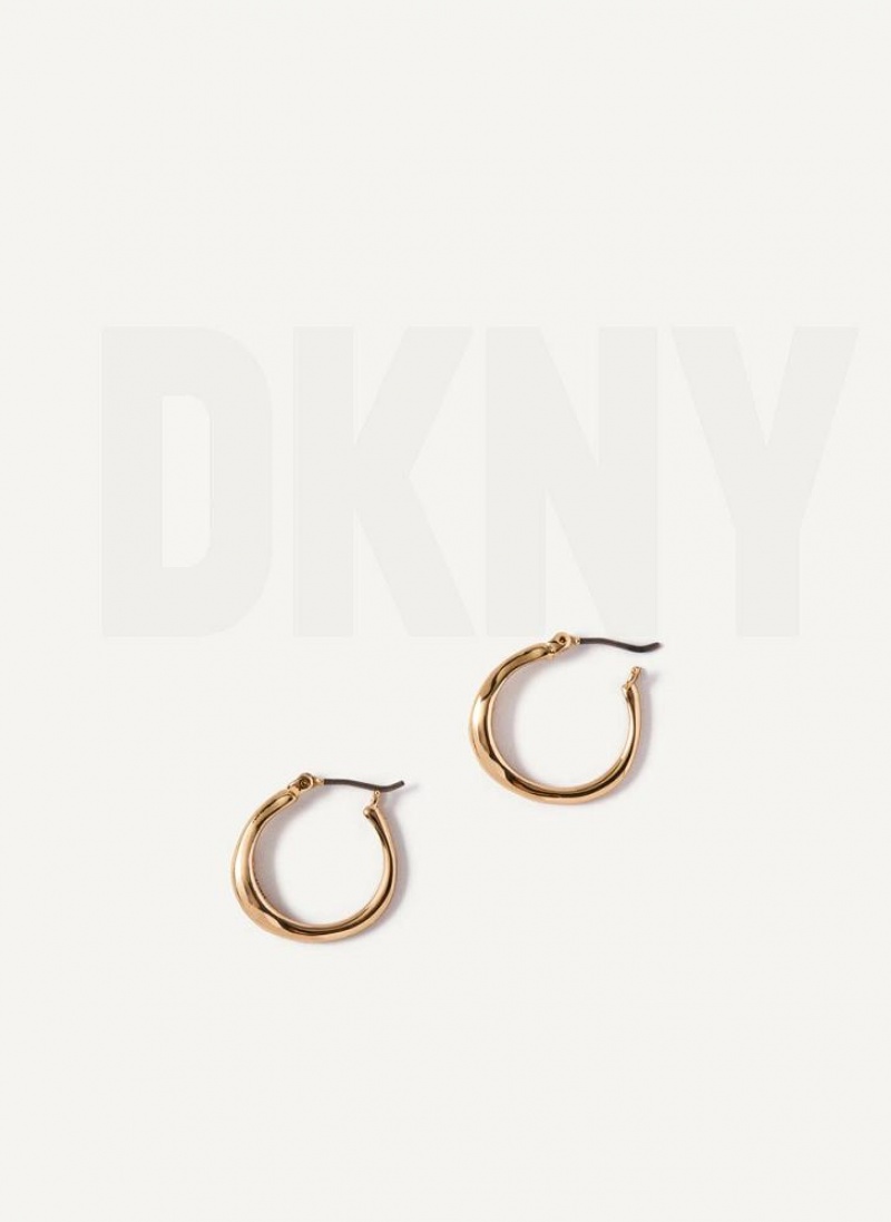 Gold Women's DKNY Organic Hoop Earrings | Australia-D0851