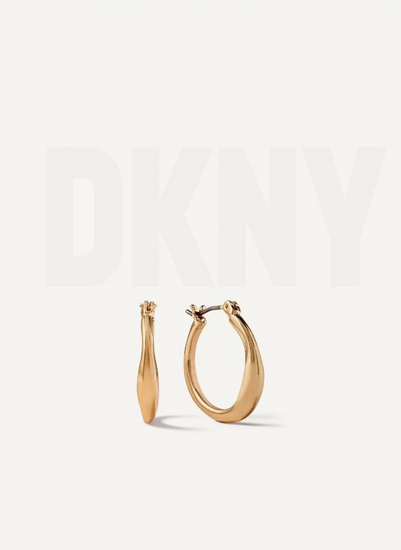 Gold Women\'s DKNY Organic Hoop Earrings | Australia-D0851