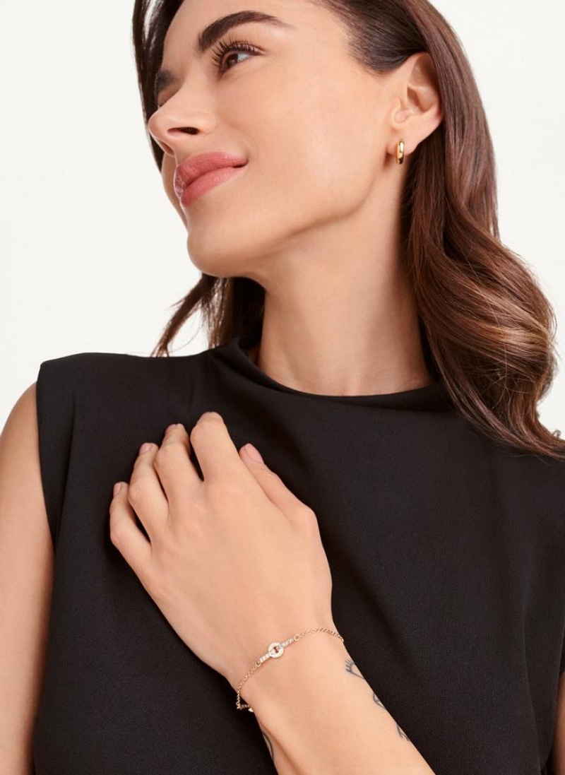 Gold Women's DKNY Pave Flex Bracelet | Australia-D1157