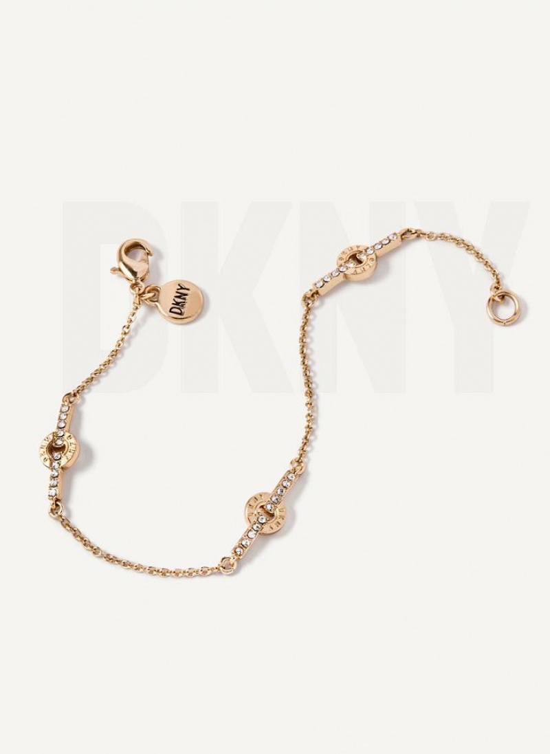 Gold Women's DKNY Pave Flex Bracelet | Australia-D1157