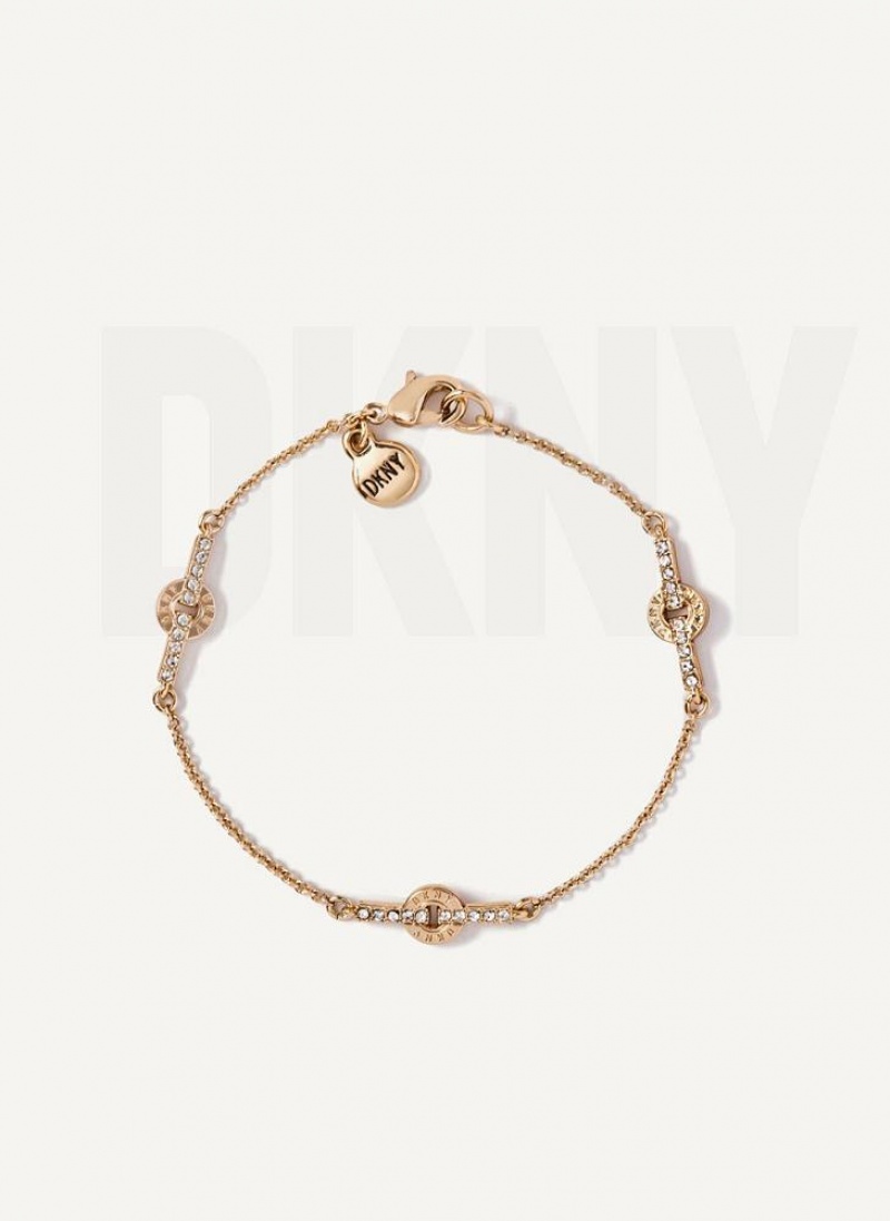 Gold Women\'s DKNY Pave Flex Bracelet | Australia-D1157