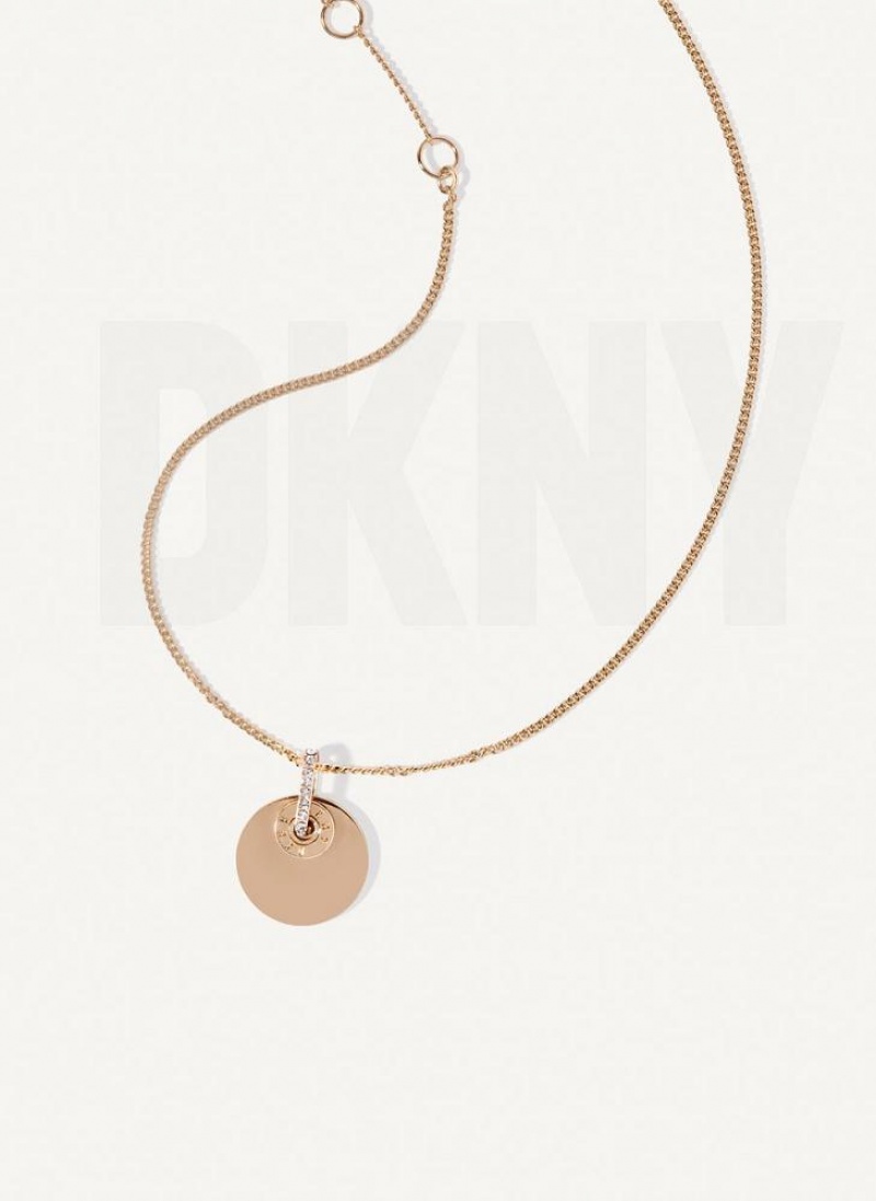 Gold Women's DKNY Rivet Pendant Necklace | Australia-D1105