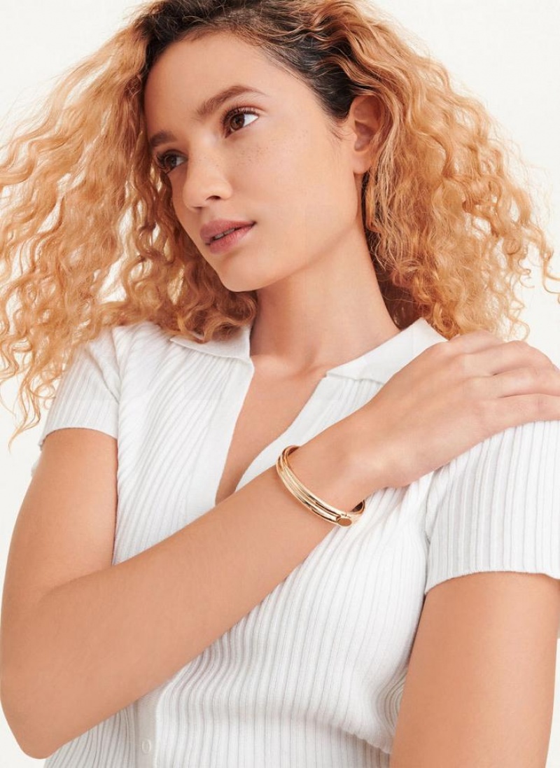 Gold Women's DKNY Rounded Bangle | Australia-D0259