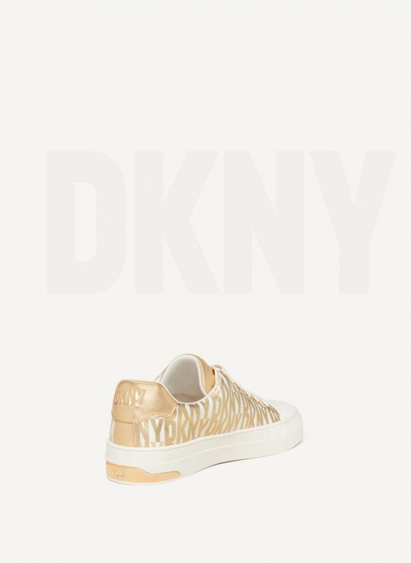 Gold Women's DKNY York Lace Up Sneakers | Australia-D0892