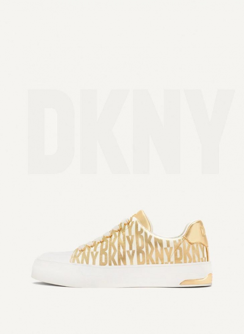 Gold Women\'s DKNY York Lace Up Sneakers | Australia-D0892