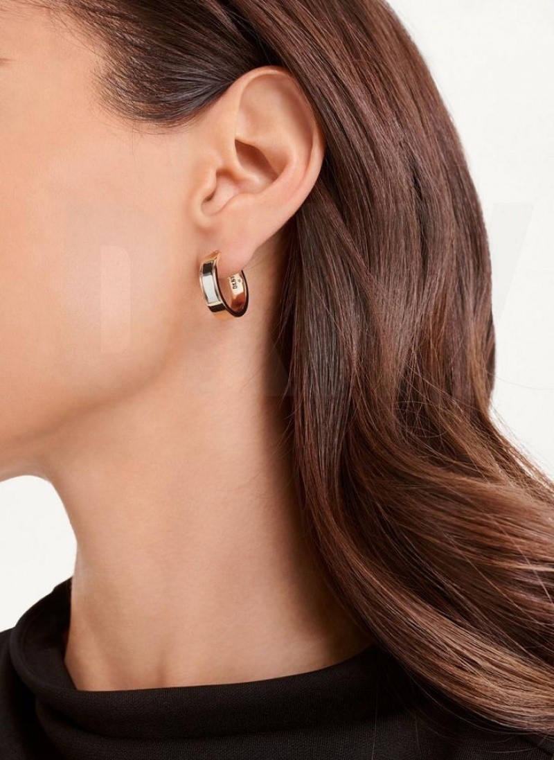 Gold / Silver Women's DKNY Two Tone Inlay Hoop Earrings | Australia-D1688