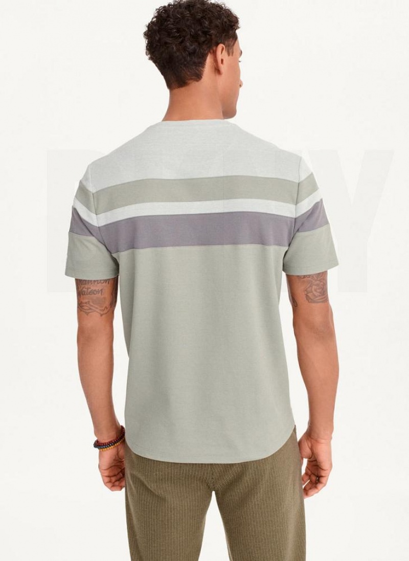 Green Men's DKNY Block Short Sleeve Crewneck T Shirts | Australia-D1909