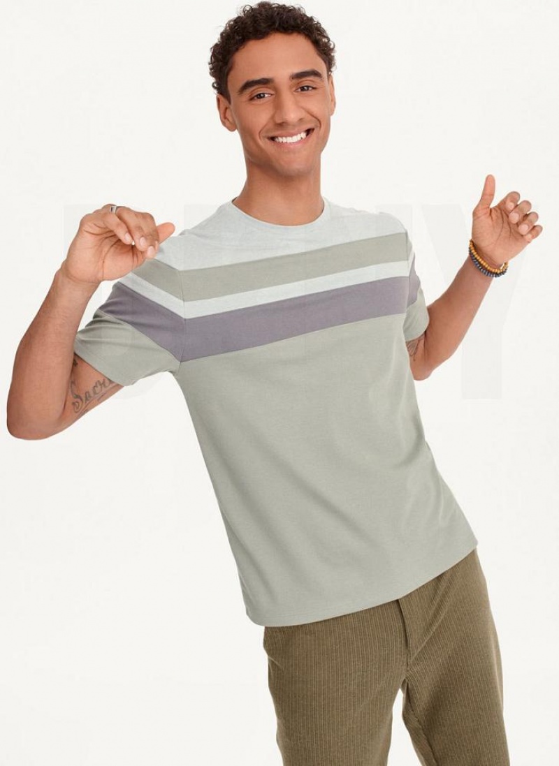 Green Men\'s DKNY Block Short Sleeve Crewneck T Shirts | Australia-D1909