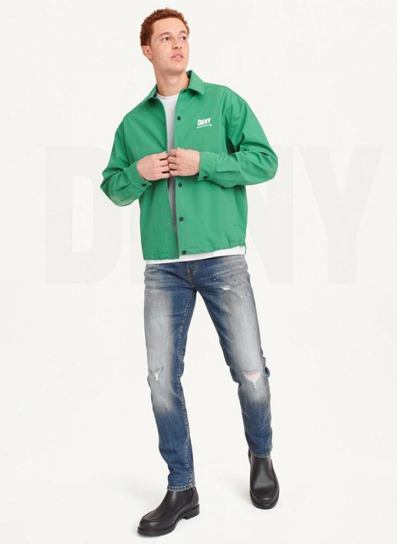 Green Men's DKNY Coaches Logo Jackets | Australia-D1812