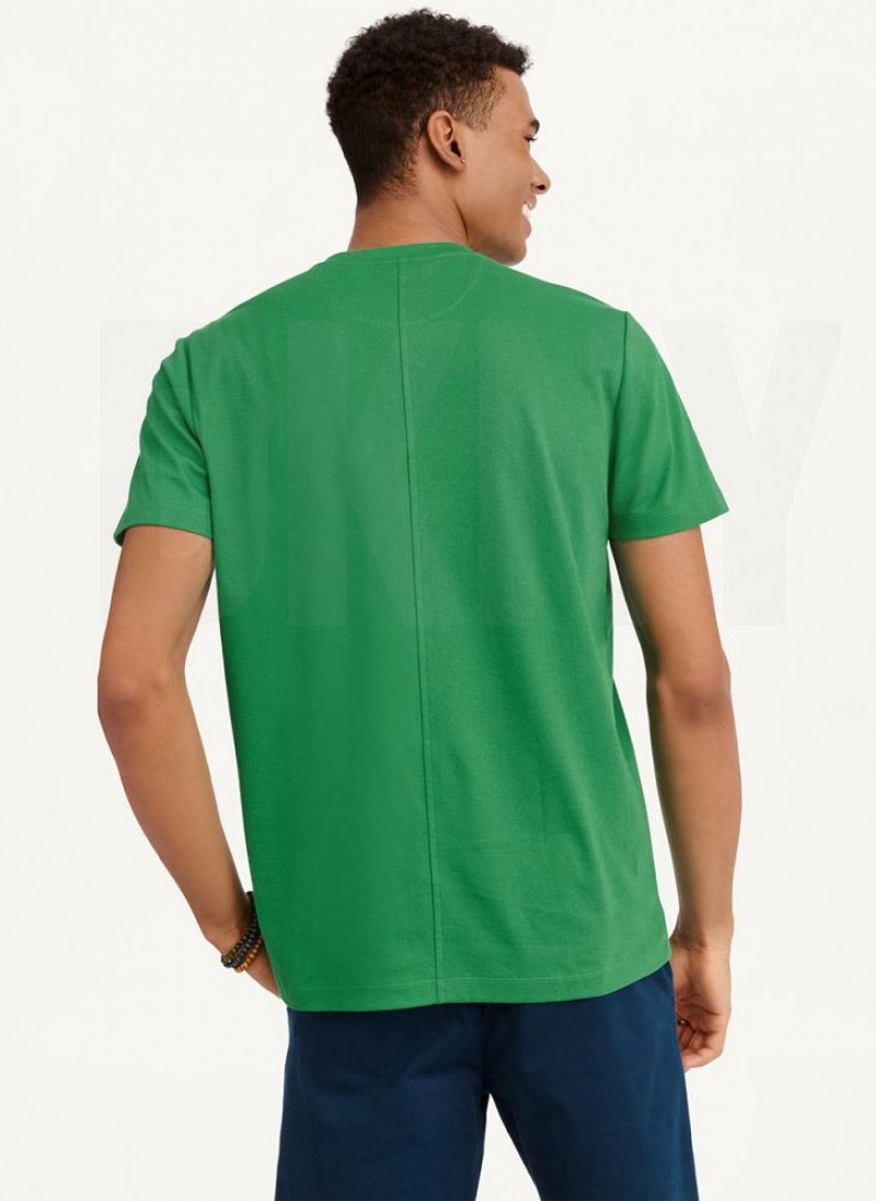 Green Men's DKNY Cotton Poly Pique T Shirts | Australia-D0878