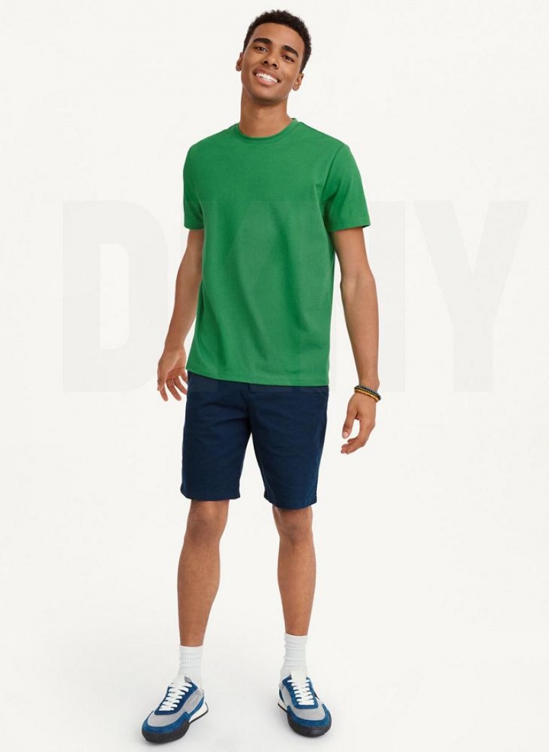 Green Men's DKNY Cotton Poly Pique T Shirts | Australia-D0878