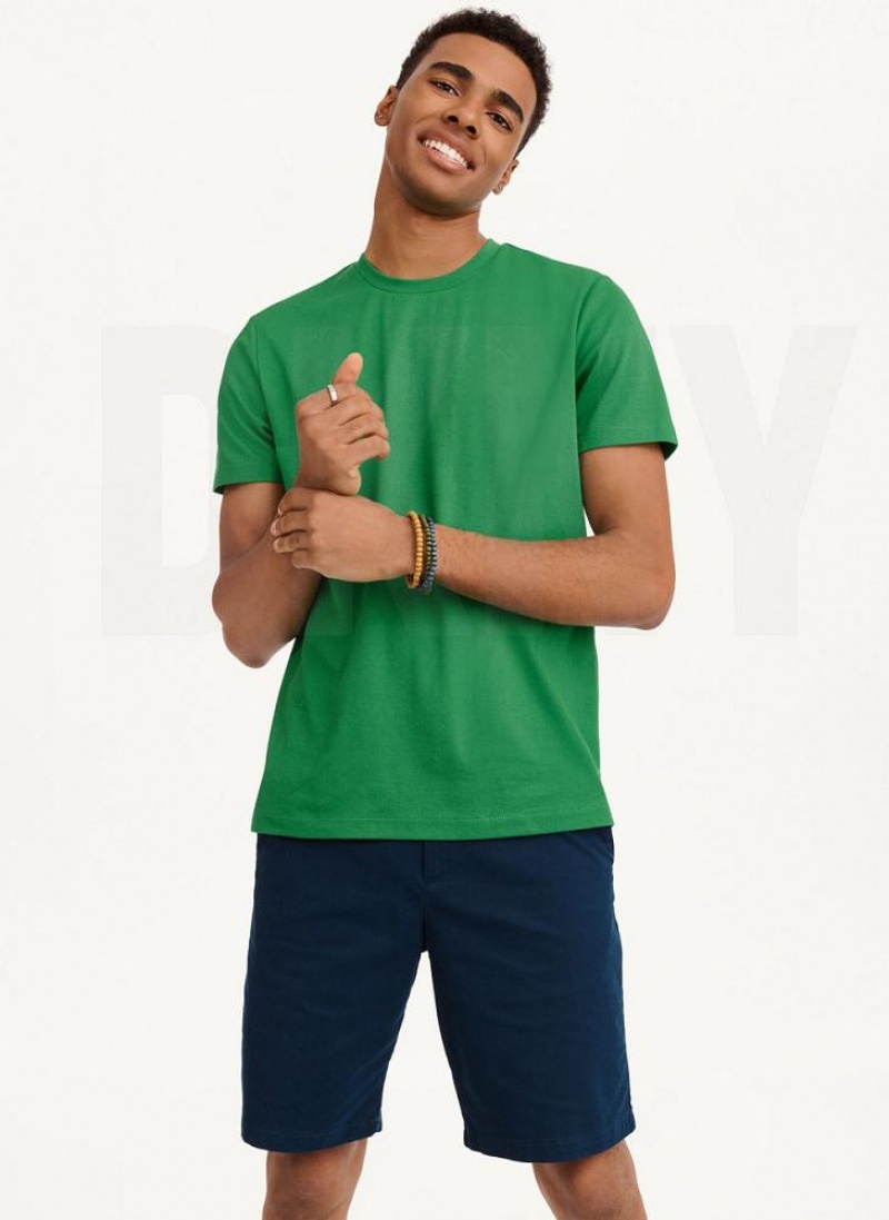 Green Men's DKNY Cotton Poly Pique T Shirts | Australia-D0878