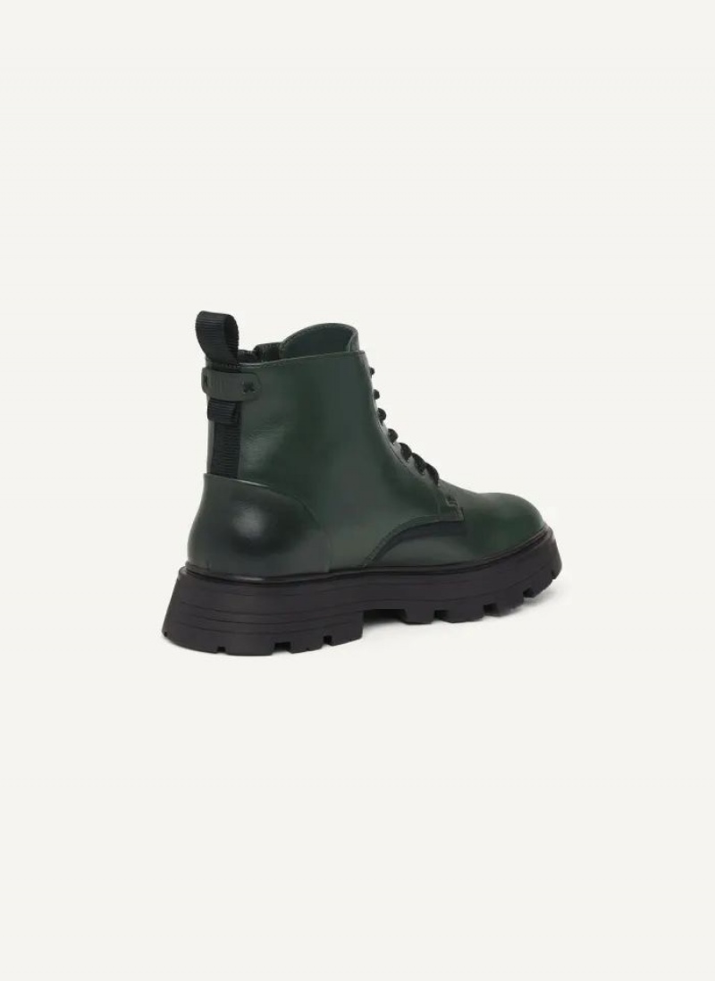 Green Men's DKNY Side Zip Lace Up Boots | Australia-D0447