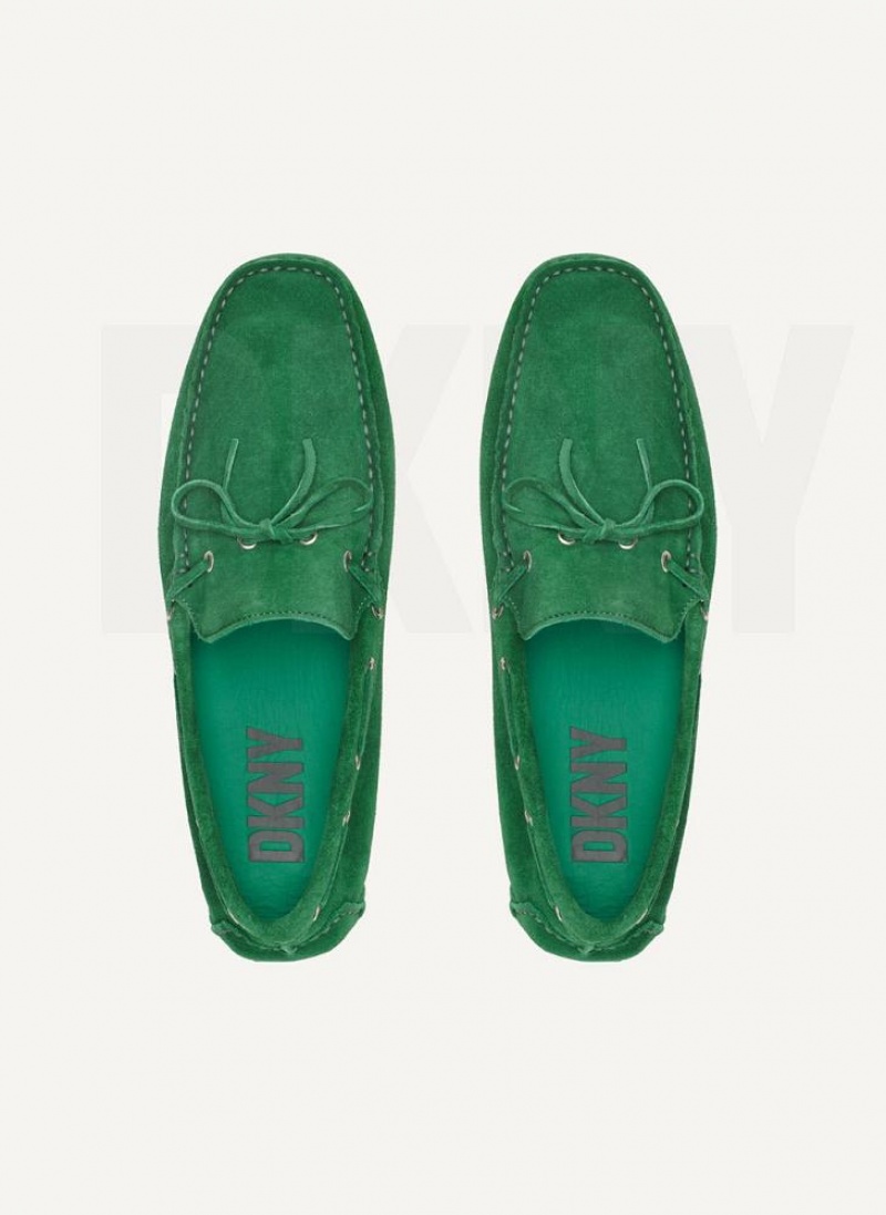 Green Men's DKNY Suede Driver Moccasin Sneakers | Australia-D1810