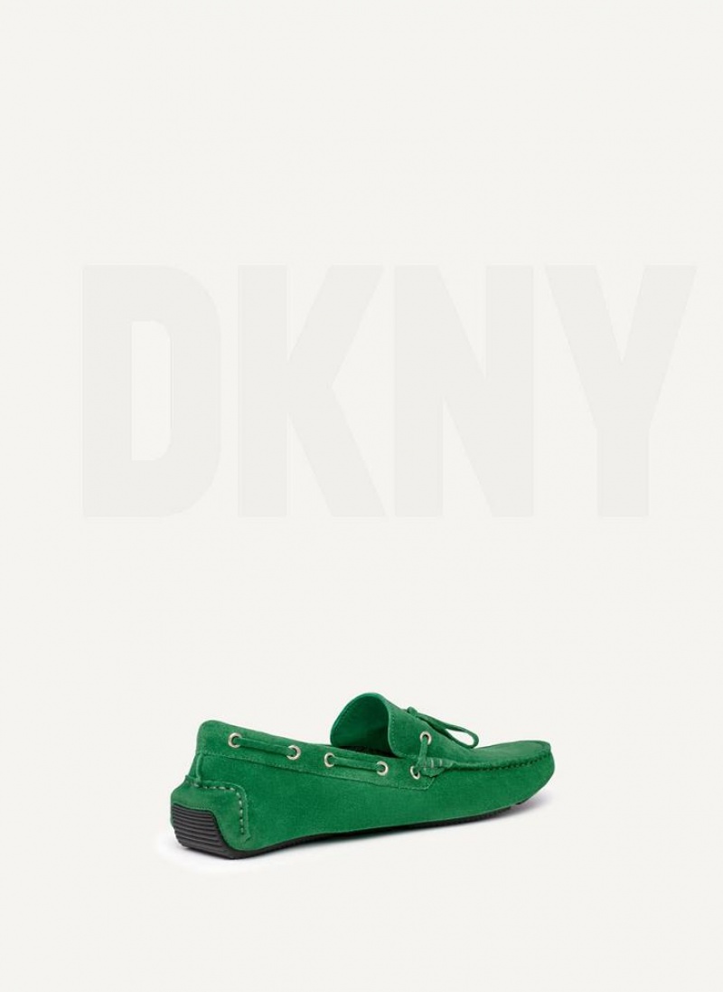 Green Men's DKNY Suede Driver Moccasin Sneakers | Australia-D1810